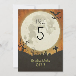 Table Number for a Halloween wedding in orange