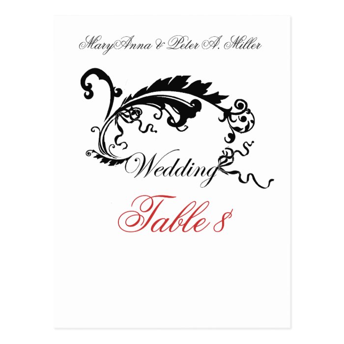 Table Number Formal Wedding Postcards