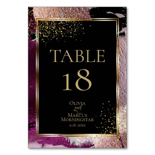 TABLE NUMBER  Gold Black and Cassis Metallic