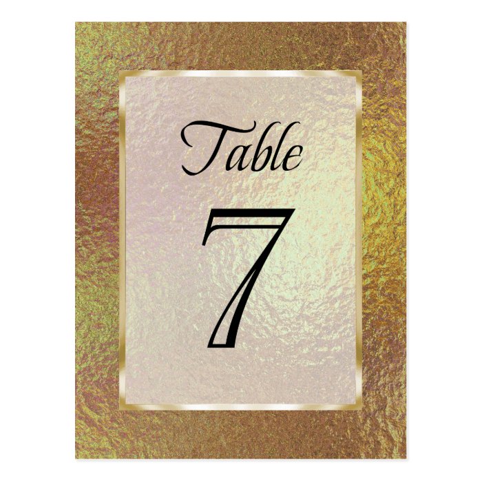 Table Number Gold Faux Foil Postcards