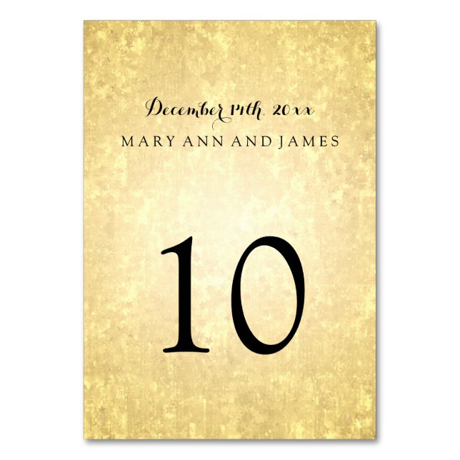 Table Number Gold Foil Look Stars Confetti (Front)