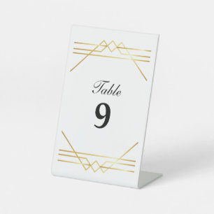 Table Number Gold Frame Pedestal Sign