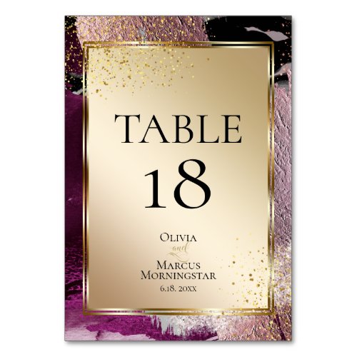 TABLE NUMBER  Gold Merlot Cassis Metallic Strokes