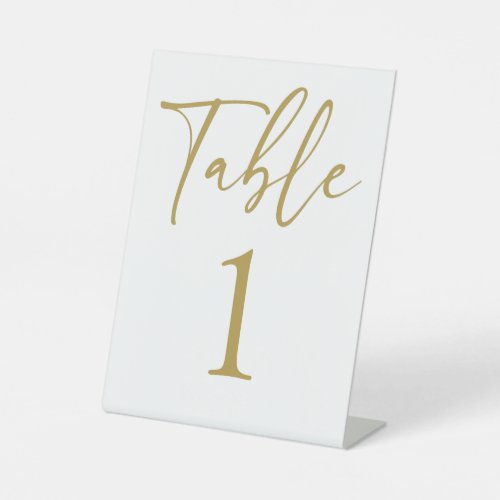 Table number gold minimalist pedestal sign