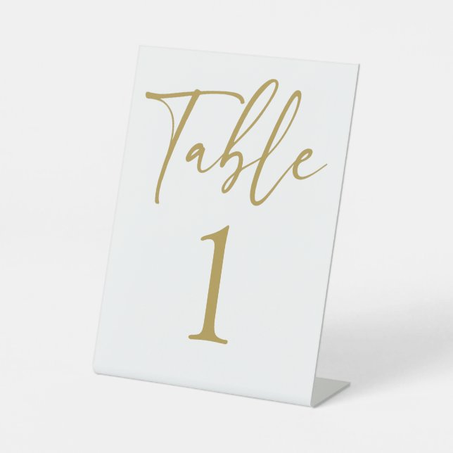 Table number gold minimalist pedestal sign (Front)
