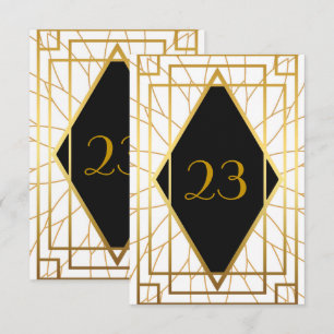 Table Number,Great Gatsby,elegant,white gold black Invitation