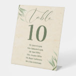 Table Number Green Foliage Beige Paper Business Ca Pedestal Sign