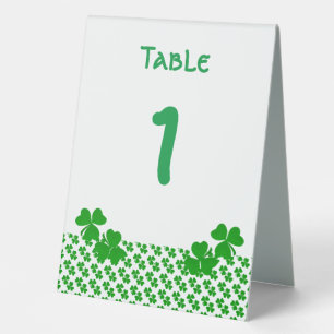 Table Number Irish Shamrocks Clovers Tent
