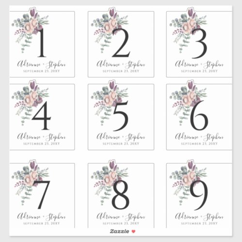 Table Number Labels for Wine Bottles Eucalyptus