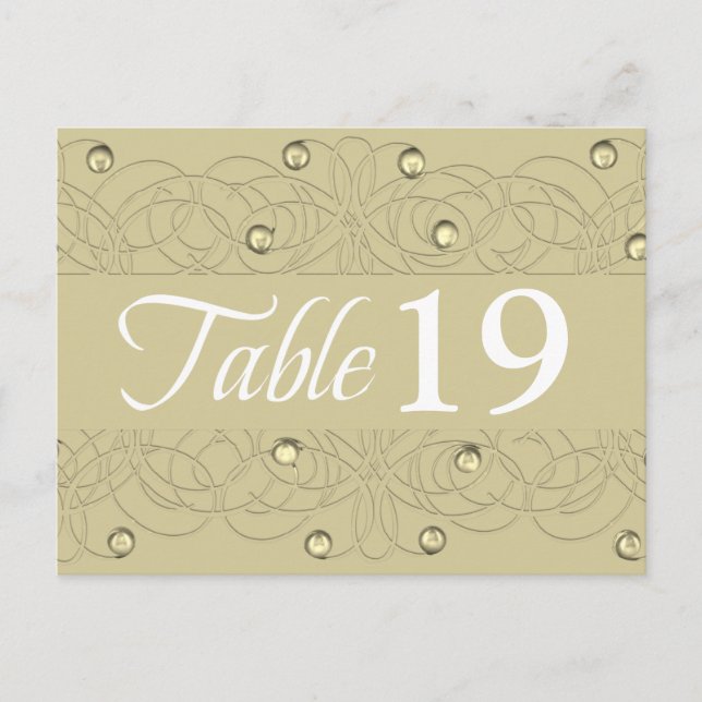Table Number Lace and Pearl Gold (Front)