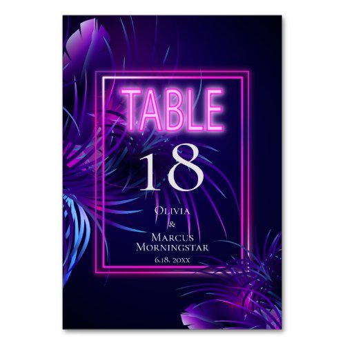 TABLE NUMBER  Magenta Neon Tropical Foliage