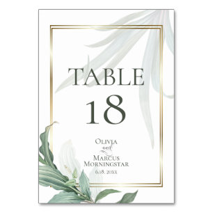 TABLE NUMBER Modern Elegant Tropical Leaves