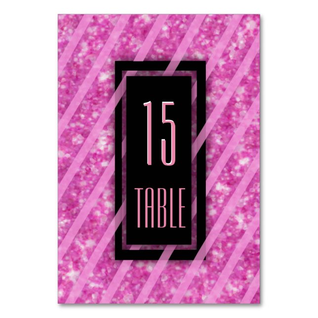 Table Number | Modern Pink Glitter (Front)