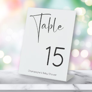 Table Number Modern Script Baby Shower Pedestal Sign
