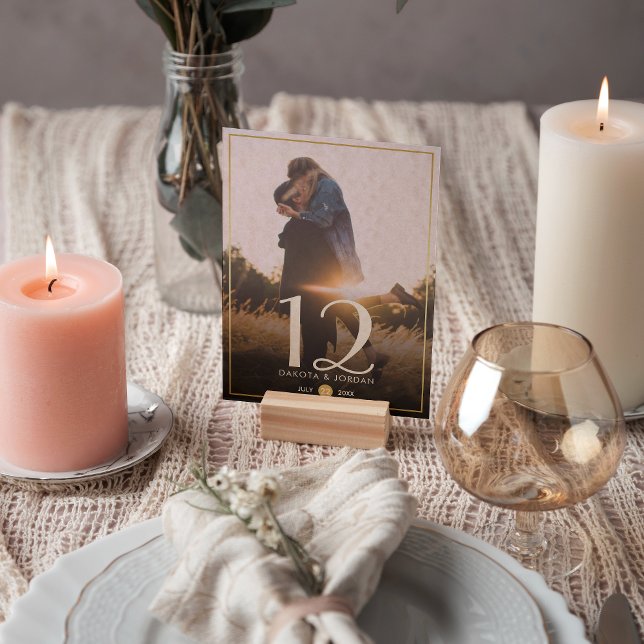 Table Number | Modern Typography & Gold Photo (Table Number Mock-up)