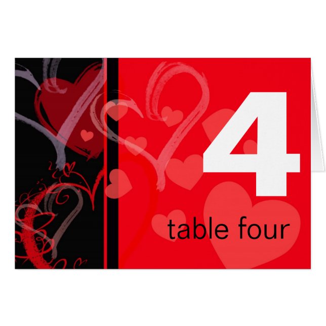 Table Number -  Mystic Heart - Black and Red (Front Horizontal)