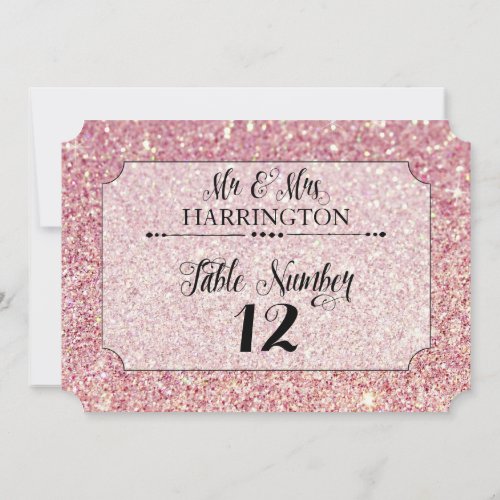 Table Number Pink Glitter Mr  Mrs Modern Fab