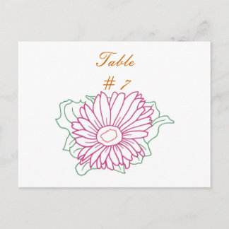 Table Number postcards, Pink Fuchsia Sunflower