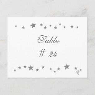 Table Number Postcards, silver stars border