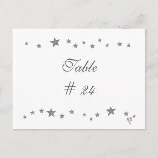 Table Number Postcards, silver stars border