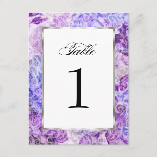Table Number Purple Floral Damask (Front)