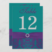 Table Number | Purple, Teal Damask (Front/Back)