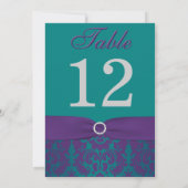Table Number | Purple, Teal Damask (Back)