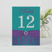 Table Number | Purple, Teal Damask (Standing Front)