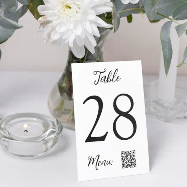 Table Number QR Code Menu Wedding Zazzle