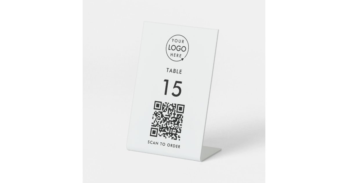 Table Number QR Code Restaurant Cafe Scan to Order Pedestal Sign Zazzle