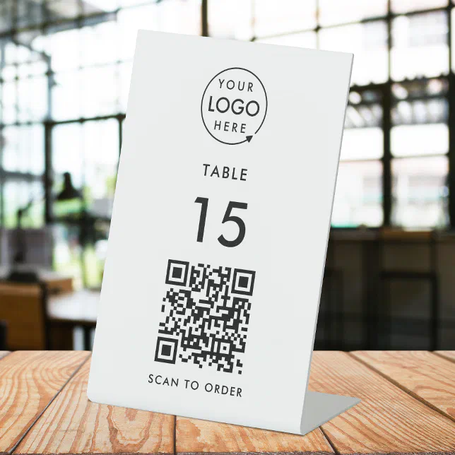Table Number QR Code Restaurant Cafe Scan to Order Pedestal Sign | Zazzle