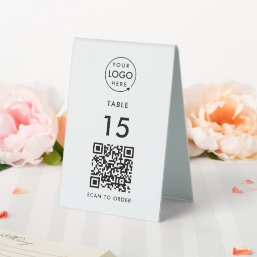 Table Number QR Code Restaurant Cafe Scan to Order Table Tent Sign Zazzle