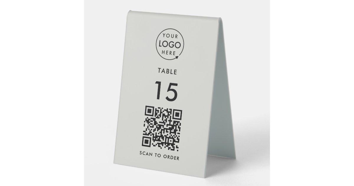 Table Number QR Code Scan to Order Gray Restaurant Table Tent Sign Zazzle