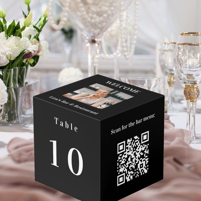 Table number QR codes 2 menus photo black Cube (Creator Uploaded)