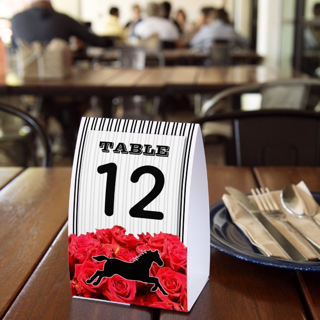 Table Number Racehorse and Roses Paper Table Tent (Insitu(Restaurant))