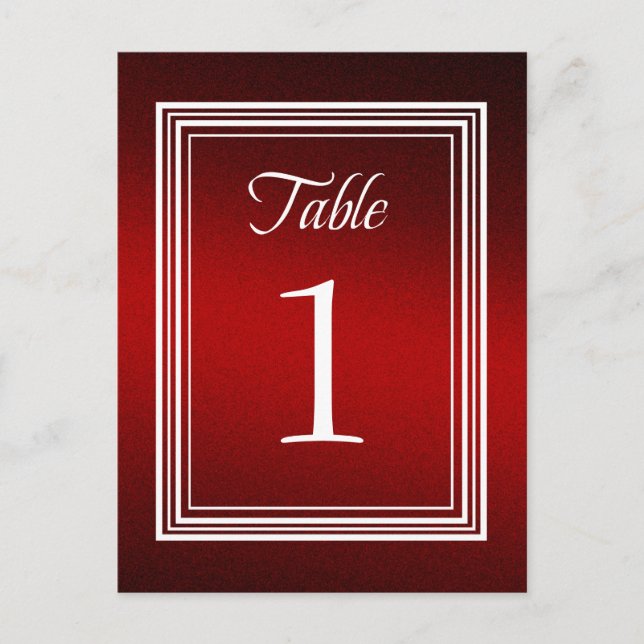 Table Number Red Shimmer (Front)
