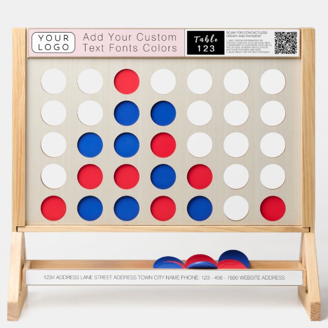 Table Number Restaurant Your Logo QR Code Fast Four (Front)