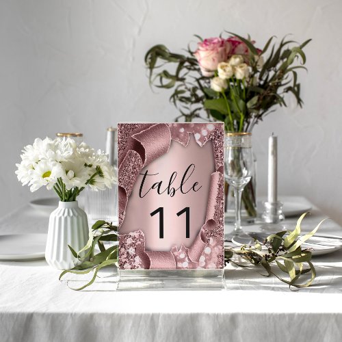 Table Number Rose Glam Glitter 3D Wedding