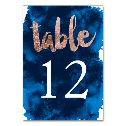 Table Number rose gold typography watercolor