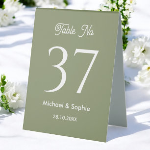 Table Number Sage Green Wedding Table Tent