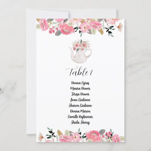 Table Number Seating Card