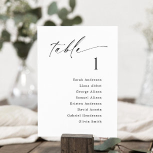 Table Number Seating Chart Hanging Card