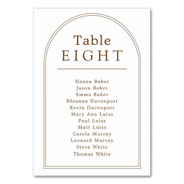 Table number seating chart minimal arch (Front)