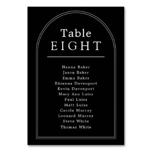 Table number seating chart minimal arch