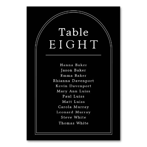 Table number seating chart minimal arch