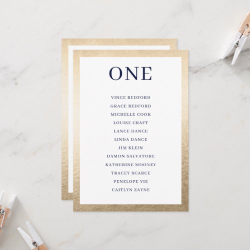 TABLE NUMBER Seating Chart simple serif black gold