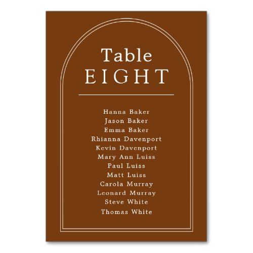 Table number seating chart terracotta arch