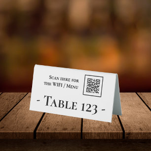 Table number sign with QR code white bar