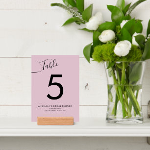 Table number signs for bridal shower modern style. holder