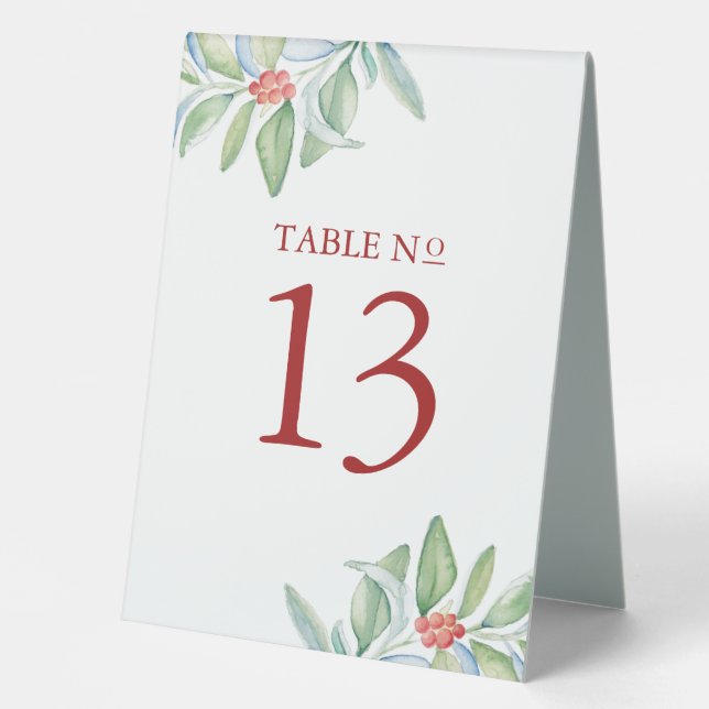 Table Number Signs Winter Botanicals (Front)
